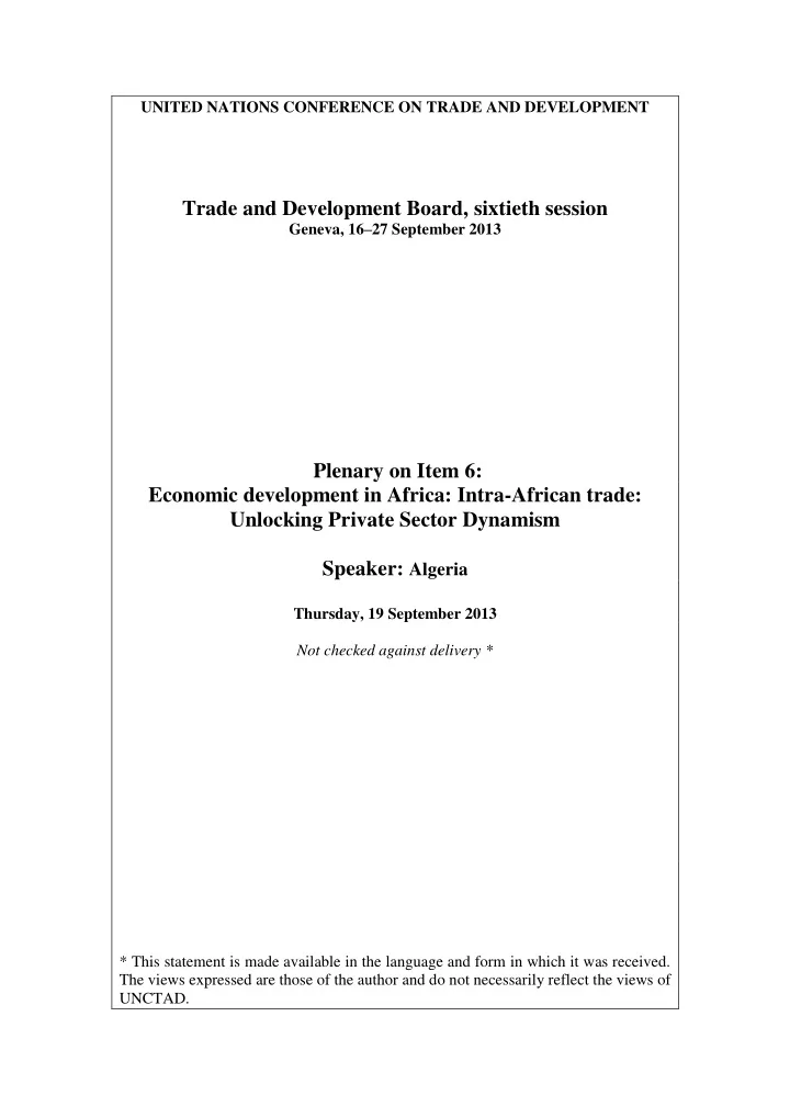 trade and development board sixtieth session
