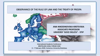 OBSERVANCE OF THE RULE OF LAW AND THE TREATY OF PRESPA  ANA NIKODINOVSKA KRSTEVSKA  ASSOCIATE
