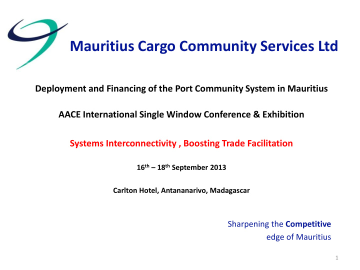 deployment and financing of the port community system in