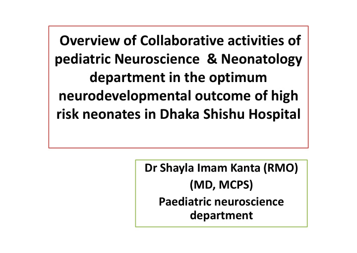 overview of collaborative activities of pediatric