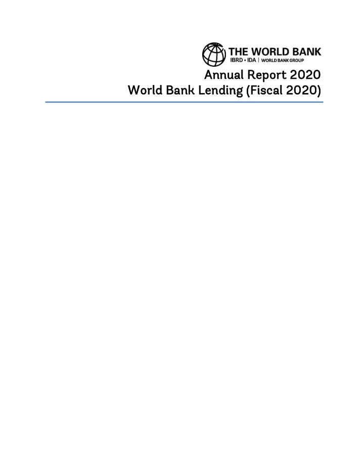 annua nnual r repor ort 2 2020 20 wor world b d bank nk l