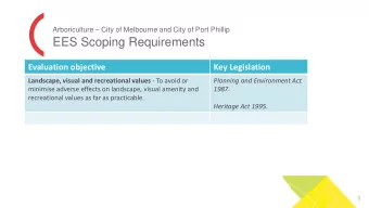 EES Scoping Requirements  Evaluation objective  Key Legislation Landscape, visual and recreational