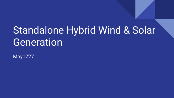 standalone hybrid wind solar generation