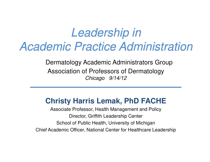 l l leadership in leadership in d d hi hi i i academic