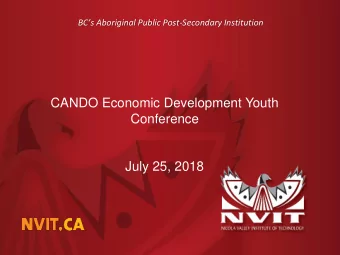 Conference  July 25, 2018  Agenda    Welcome to Slido    Who is NVIT   CANDO  Our 20