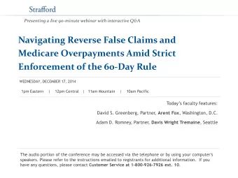 Navigating Reverse False Claims and  Medicare Overpayments Amid Strict Enforcement of the 60-Day