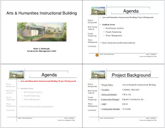 Agenda  Arts &amp; Humanities Instructional Building   Arts and Humanities Instructional