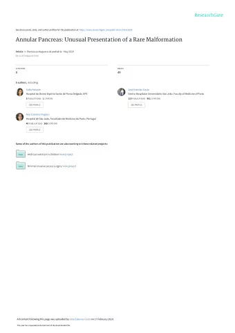 Annular Pancreas: Unusual Presentation of a Rare Malformation Article in Revista portuguesa de