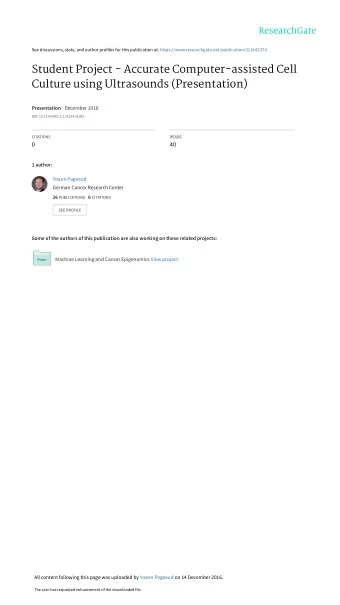 Student Project - Accurate Computer-assisted Cell  Culture using Ultrasounds (Presentation)