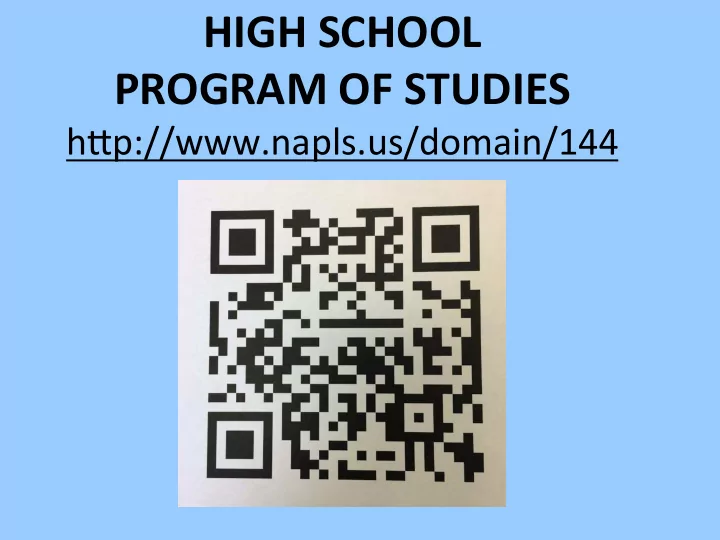 high school program of studies