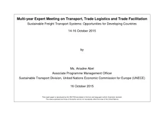 Multi-year Expert Meeting on Transport, Trade Logistics and Trade Facilitation  Sustainable Freight
