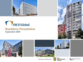 Roadshow Presentation  September 2020  Joint Sponsors of IREIT Global:  Important Notice This
