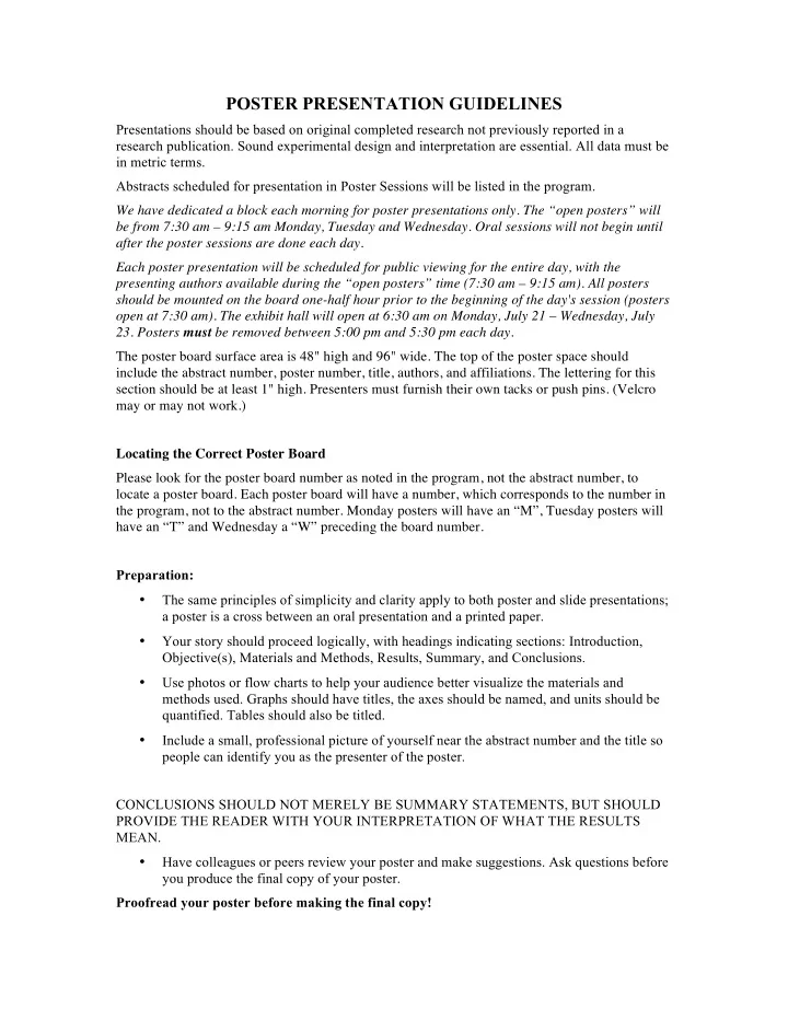 poster presentation guidelines