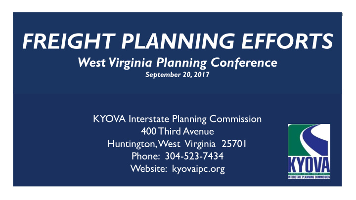 freight planning efforts