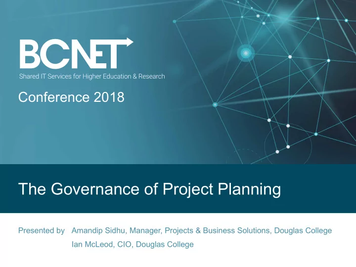 the governance of project planning
