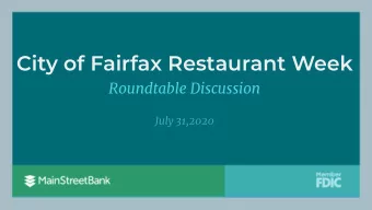City of Fairfax Restaurant Week  Roundtable Discussion  July 31,2020  #MainStreetStrong  MainStreet
