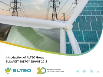 Introduction of ALTEO Group  BUDAPEST ENERGY SUMMIT 2018  THE KEY MODEL: SUSTAINABLE ENERGY