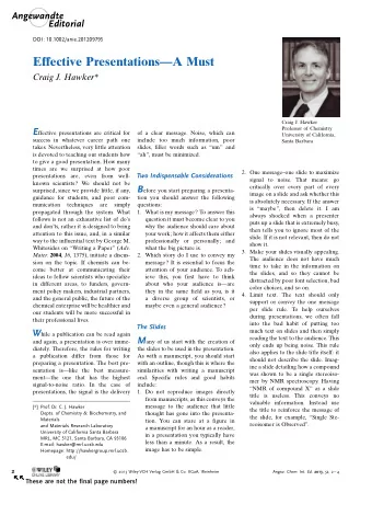 Effective PresentationsA Must  Craig J. Hawker*  Craig J. Hawker  Professor of Chemistry E