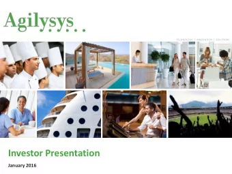 Investor Presentation  January 2016  Forward-looking Statements &amp; Non-GAAP  Financial