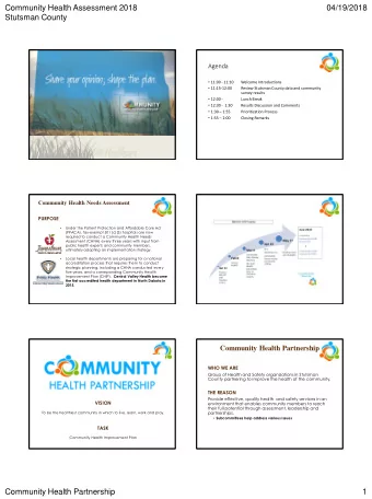 Community Health Assessment 2018  04/19/2018  Stutsman County  Agenda  d  11:00 - 11:10