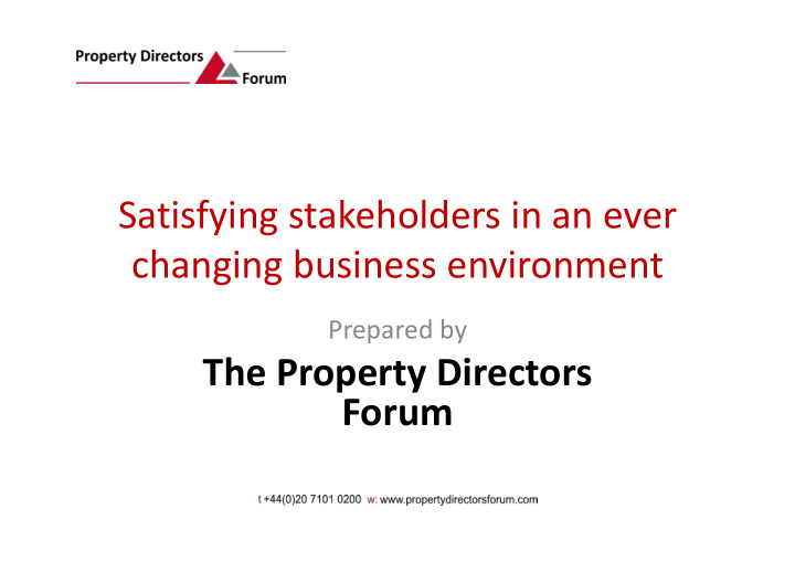 satisfying stakeholders in an ever changing business