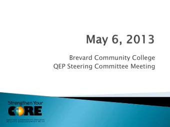 Brevard Community College  QEP Steering Committee Meeting  Discuss the draft of the QEP document