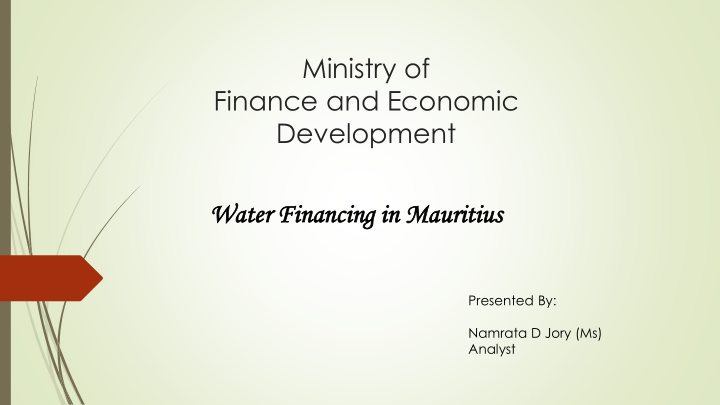 ministry of finance and economic development water er