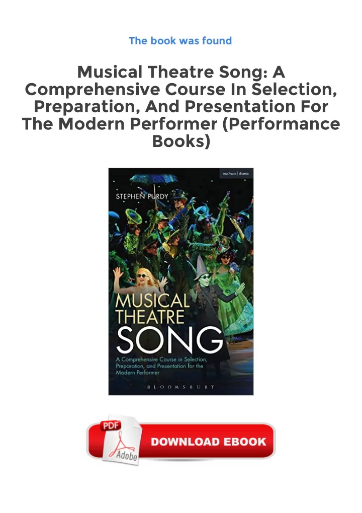 musical theatre song a comprehensive course in selection