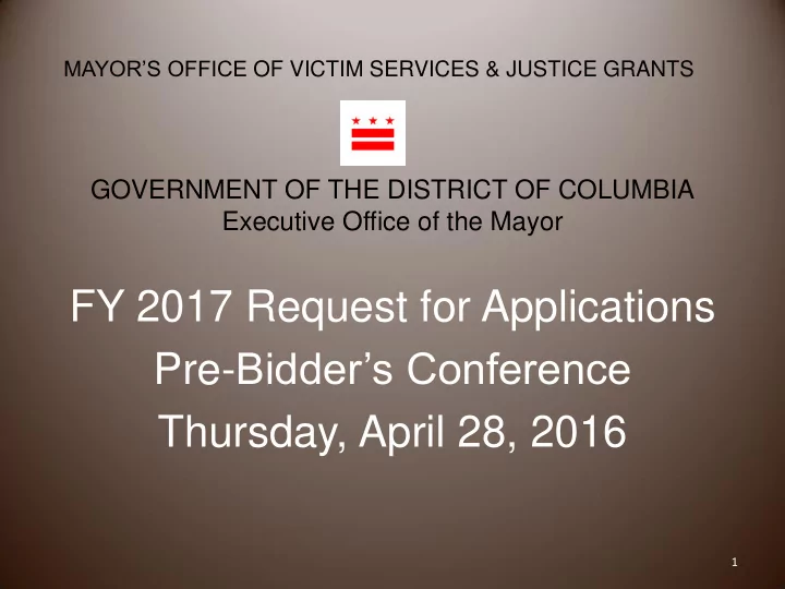 executive office of the mayor fy 2017 request for
