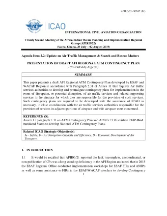 Agenda Item 2.2: Update on Air Traffic Management &amp; Search and Rescue Matters  PRESENTATION OF