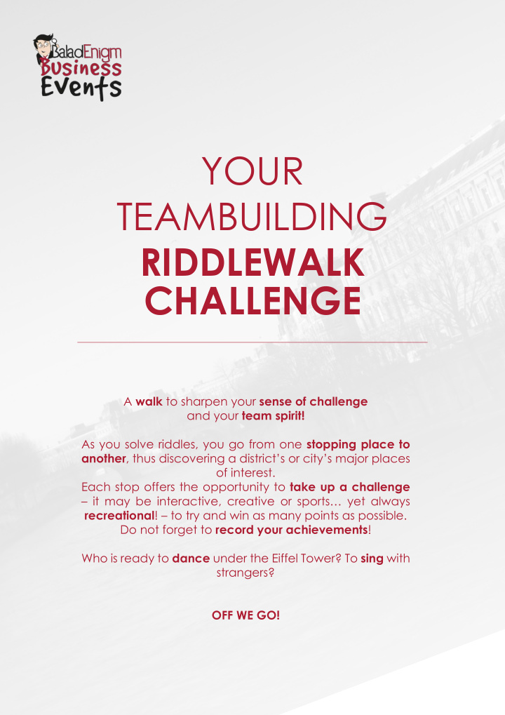 your teambuilding riddlewalk challenge