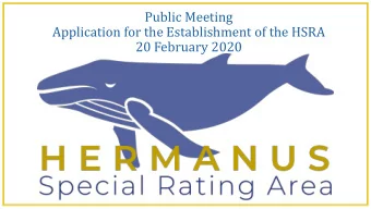 20 February 2020 HSRA  Steering Committee  Chair: Michael Farr  Gideon Serfontein  Organisation: