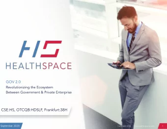 GOV 2.0  Revolutionizing the Ecosystem  Between Government &amp; Private Enterprise  CSE:HS,