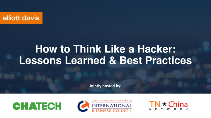 how to think like a hacker lessons learned best practices