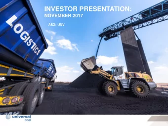 INVESTOR PRESENTATION:  NOVEMBER 2017  ASX: UNV  DISCLAIMER  Not an Offer for Securities  Forward