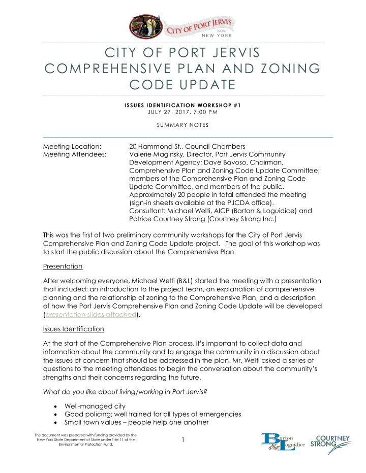 city of port jervis comprehensive plan and zoning code