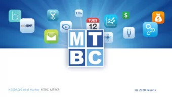 NASDAQ Global Market: MTBC, MTBCP  Q2 2020 Results  Safe Harbor Statements  This presentation
