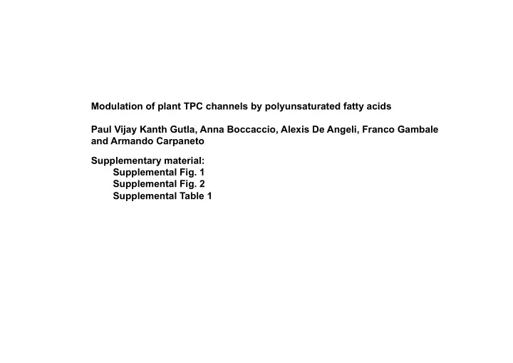 modulation of plant tpc channels by polyunsaturated fatty