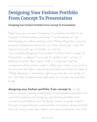 Designing Your Fashion Portfolio  From Concept To Presentation  Designing Your Fashion Portfolio