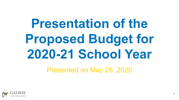 presentation of the proposed budget for 2020 21 school