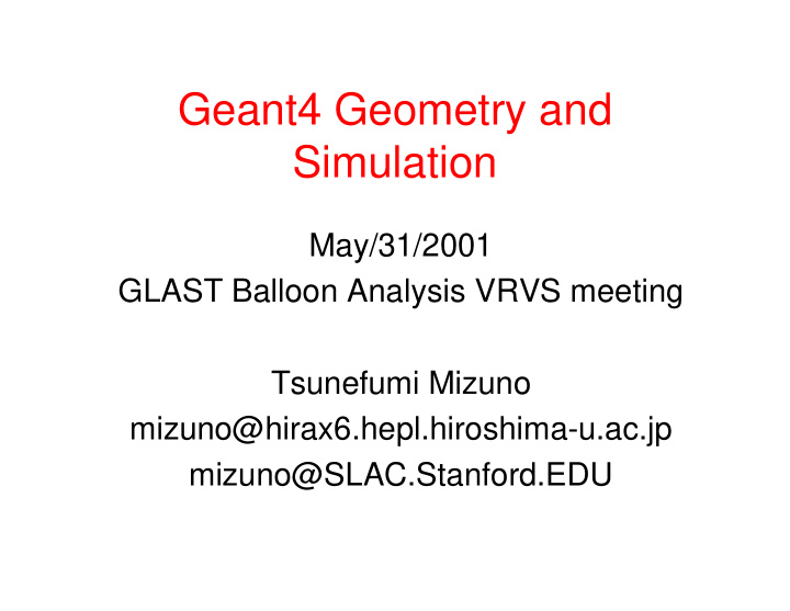 geant4 geometry and simulation