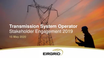 Transmission System Operator  Stakeholder Engagement 2019  15 May 2020  Agenda for Todays