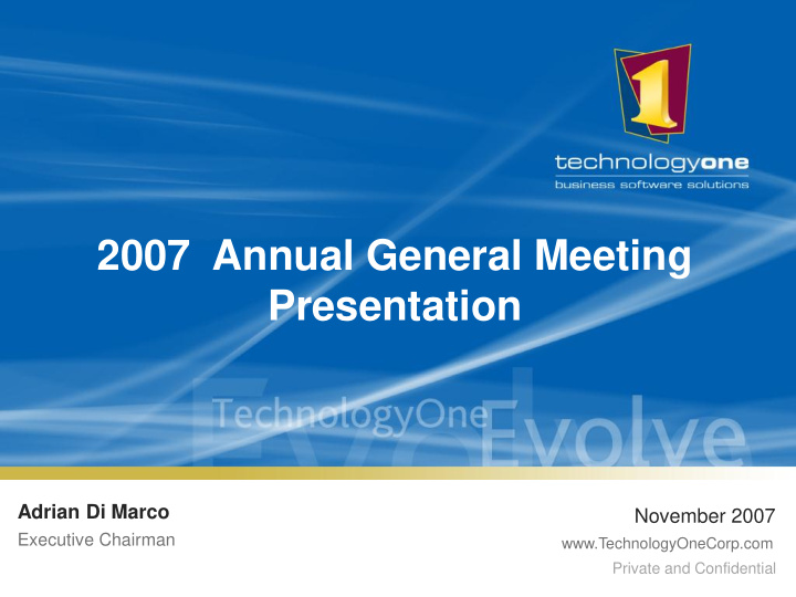 2007 annual general meeting presentation