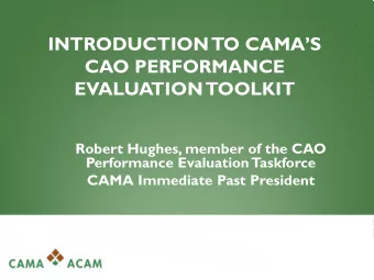 INTRODUCTION  TO CAMAS  CAO PERFORMANCE  EVALUATION  TOOLKIT  Robert Hughes, member of the CAO