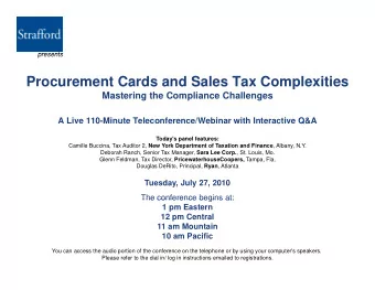 Procurement Cards and Sales Tax Complexities  Mastering the Compliance Challenges  A Live