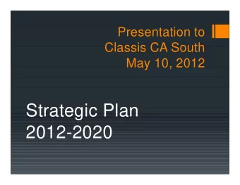 Strategic Plan  2012-2020  Some History  for you history buffs  Prior to 1998 it was classis