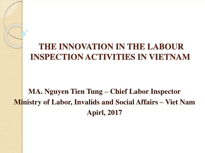 the innovation in the labour inspection activities in