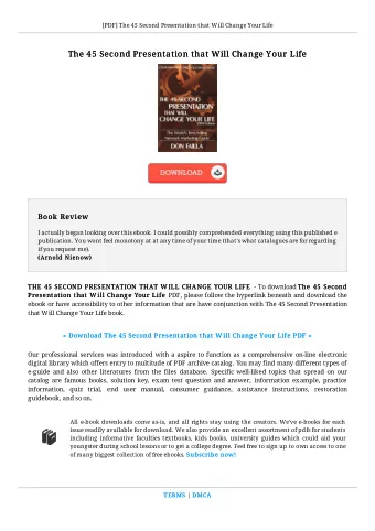 The 45 Second Presentation that Will Change Your Life  The 45 Second Presentation that Will Change