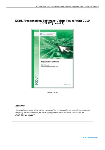 ECDL Presentation Software Using PowerPoint 2010  ECDL Presentation Software Using PowerPoint 2010