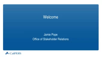 Welcome  Jamie Pope  Office of Stakeholder Relations  Legislative Update  Andrea Peters